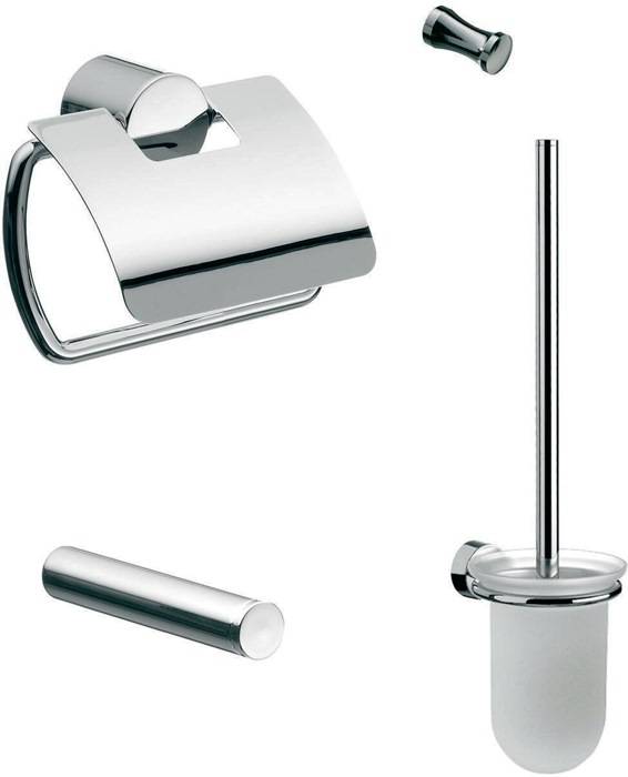 Emco WC-Set RONDO 2 Papierhlt, Bürstengrt, Res.RH, Haken chr-0