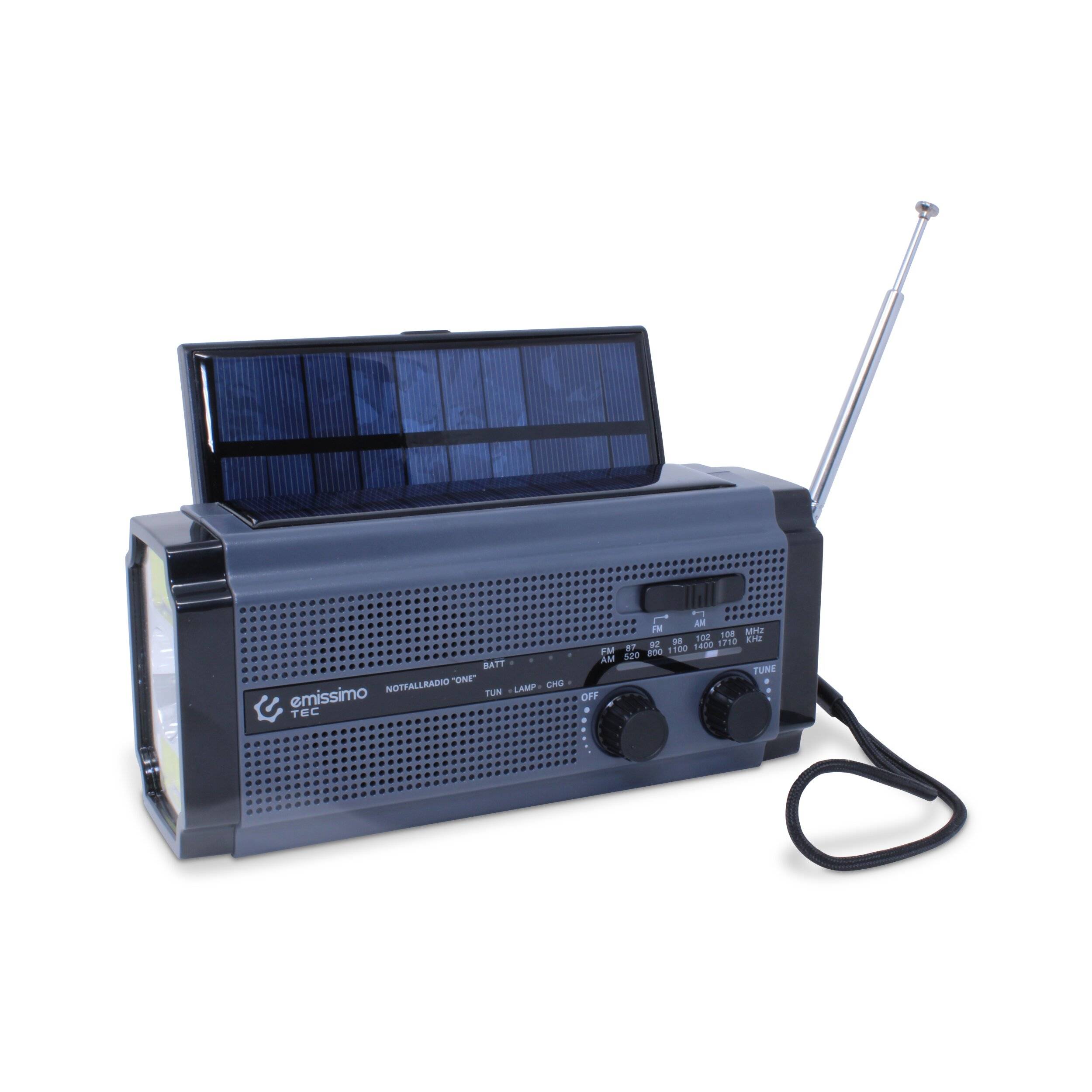 Emissimo Tec Solarradio -ONE- Notfallradio Akku Kurbelradio mit USB-Ladeanschluss und Powerbank-1