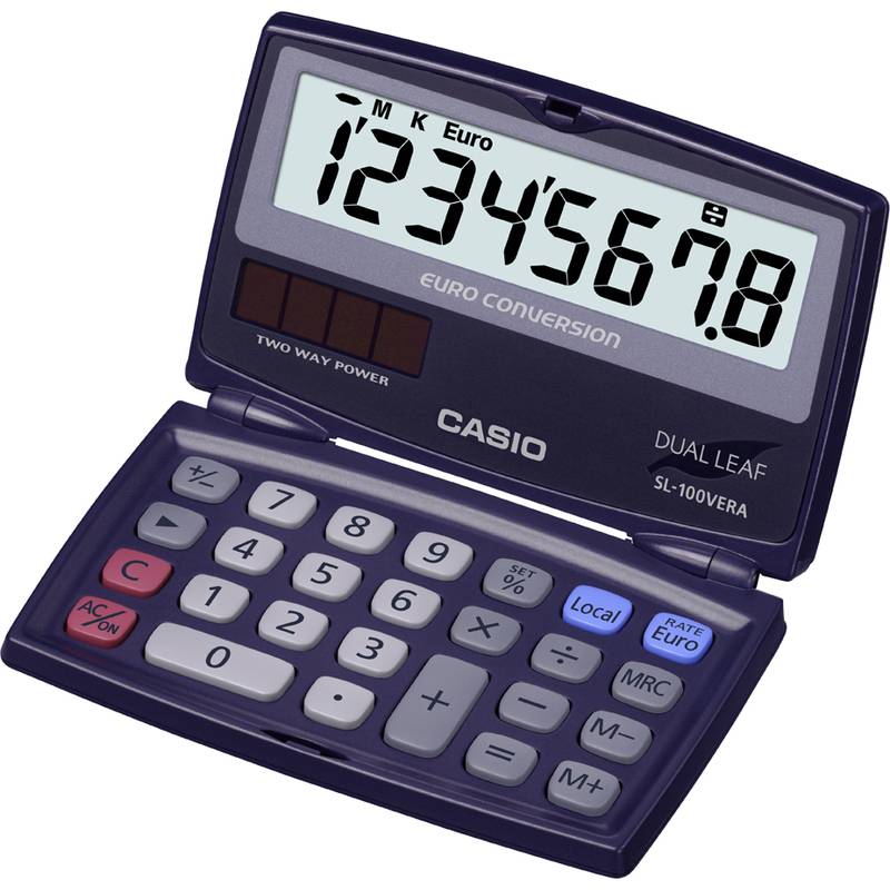 CASIO Taschenrechner SL-100 VERA, Solar-/ Batteriebetrieb-0