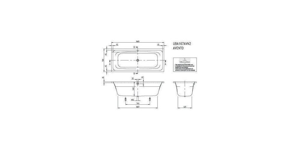 Villeroy & Boch V&B Einbauwanne AVENTO R-eck1600x700mm we-1