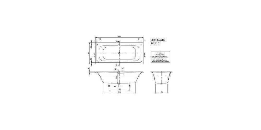 Villeroy & Boch V&B Einbauwanne AVENTO R-eck1800x800mm we-4