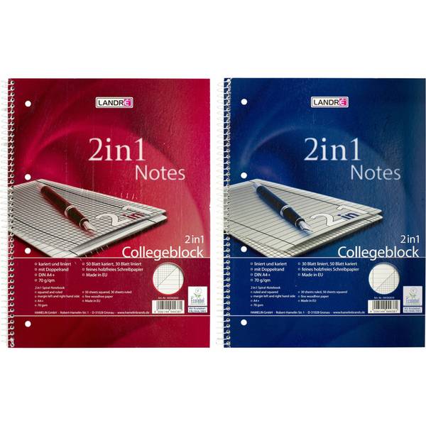 herlitz Collegeblock "Duo", DIN A4, kariert/liniert