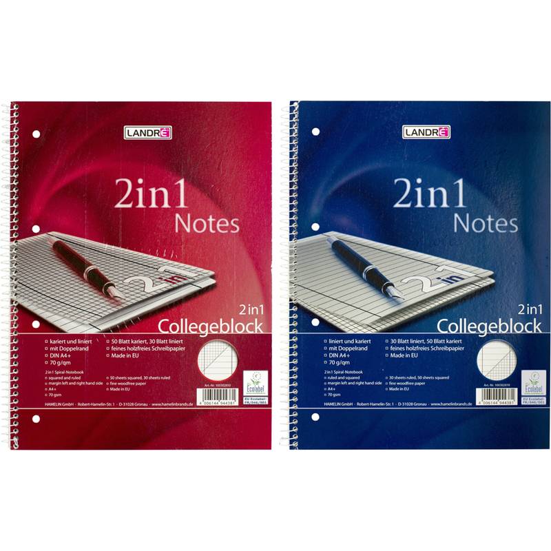 herlitz Collegeblock "Duo", DIN A4, kariert/liniert-0
