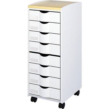 PAPERFLOW Rollwagen, 8 Schübe grau / buche
