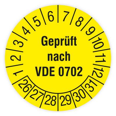 Prüfplakette, Geprüft nach VDE 0702, 2026, Standardfolie, Ø 30 mm, Heft-0