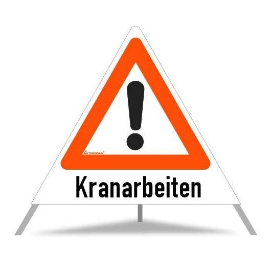 Triopan Faltsignal, Gefahrenstelle, Kranarbeiten, weiß tagesleuchtend, SL 70 cm-0