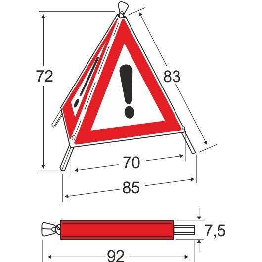 Triopan Faltsignal, Gefahrenstelle, Kranarbeiten, weiß tagesleuchtend, SL 70 cm-1