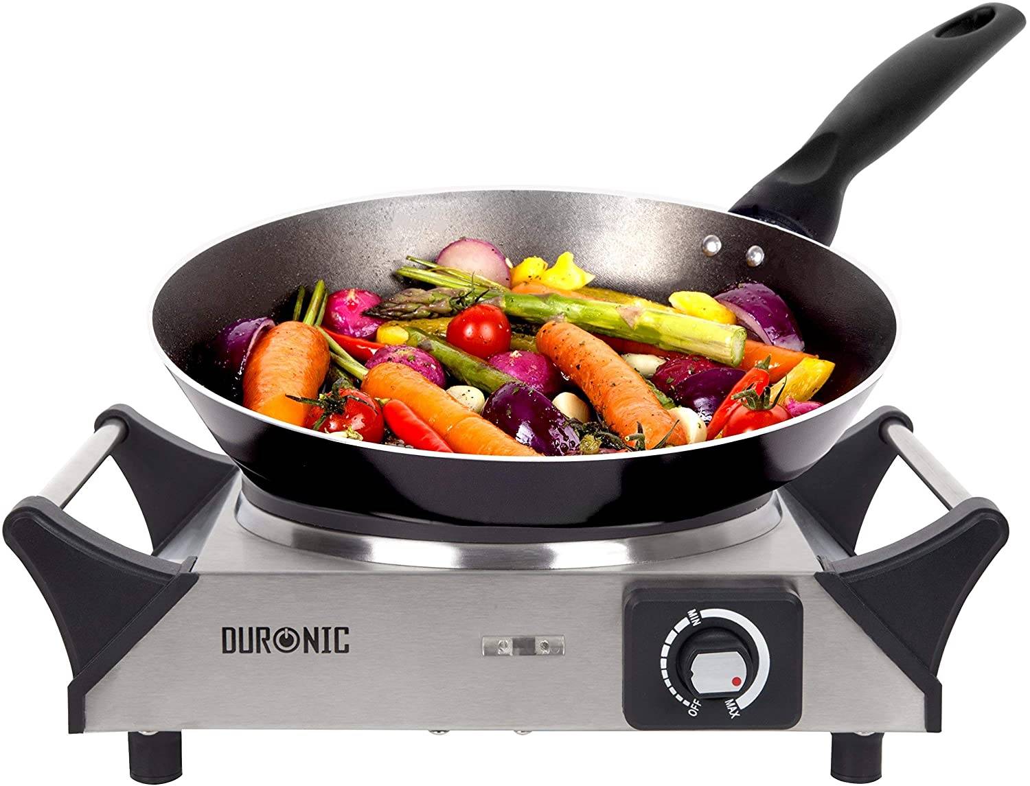 Duronic HP1 SS Kochplatte - elektrische Herdplatte 1500W - Kochfeld aus rostfreiem Edelstahl - stufenlose Temperatur-0
