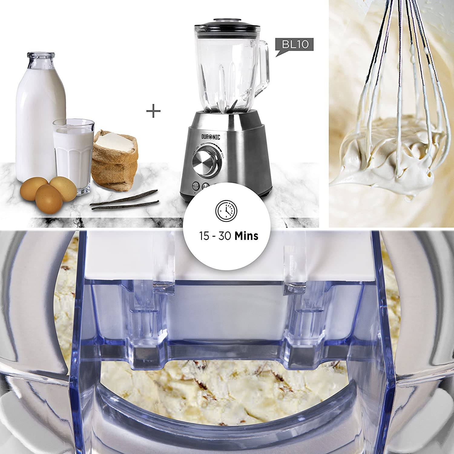 Duronic IM540 Eismaschine - Gefrierbehälter mit 1,5 L Fassungsvermögen - fertiges Dessert in 15-30 Minuten-3
