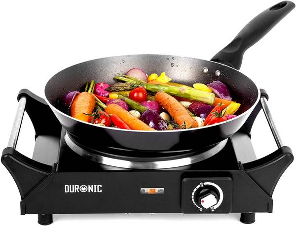 Duronic HP1 BK Kochplatte - elektrische Herdplatte 1500W - Kochfeld aus rostfreiem Edelstahl - stufenlose Temperatur