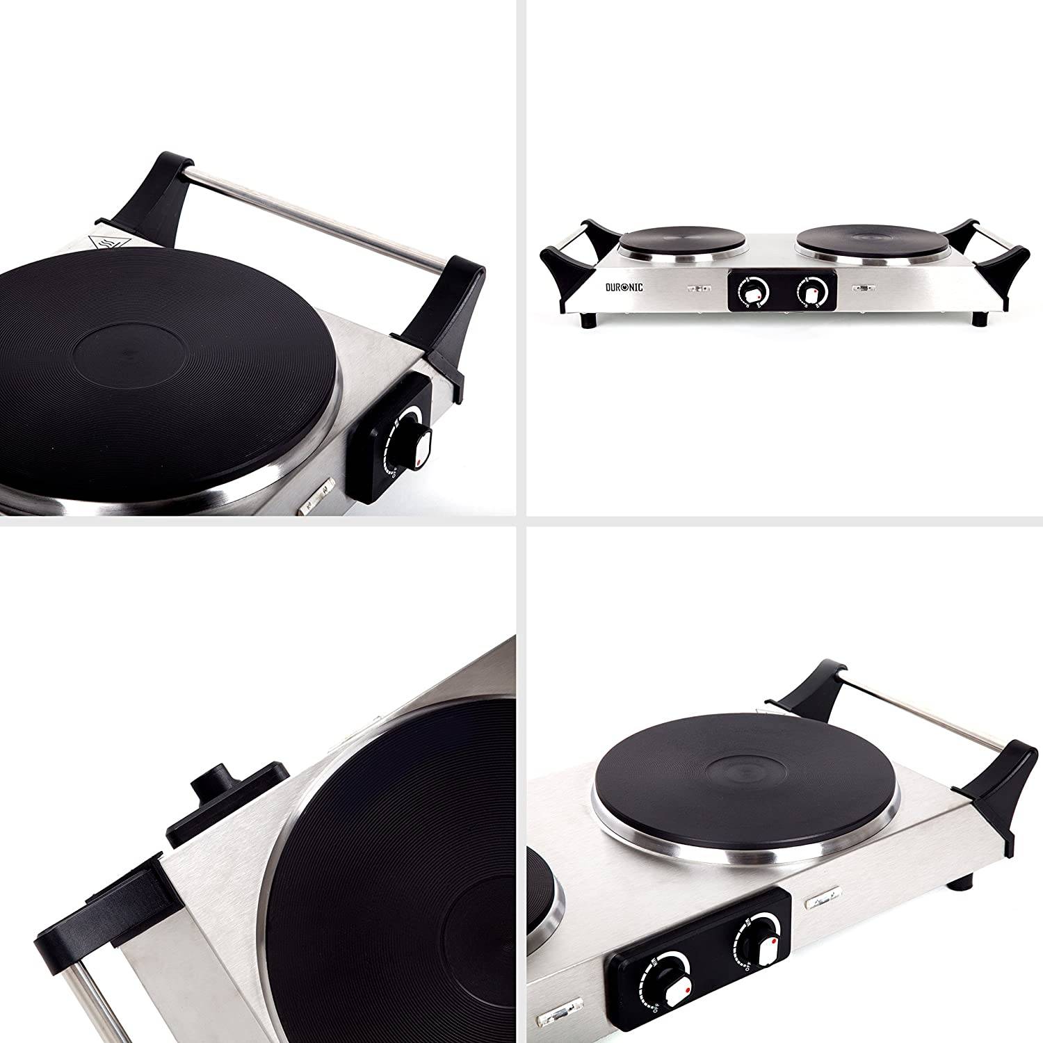 Duronic HP2 SS Kochplatte - elektrische Herdplatte 2500W - Kochfeld aus rostfreiem Edelstahl - stufenlose Temperatur-4