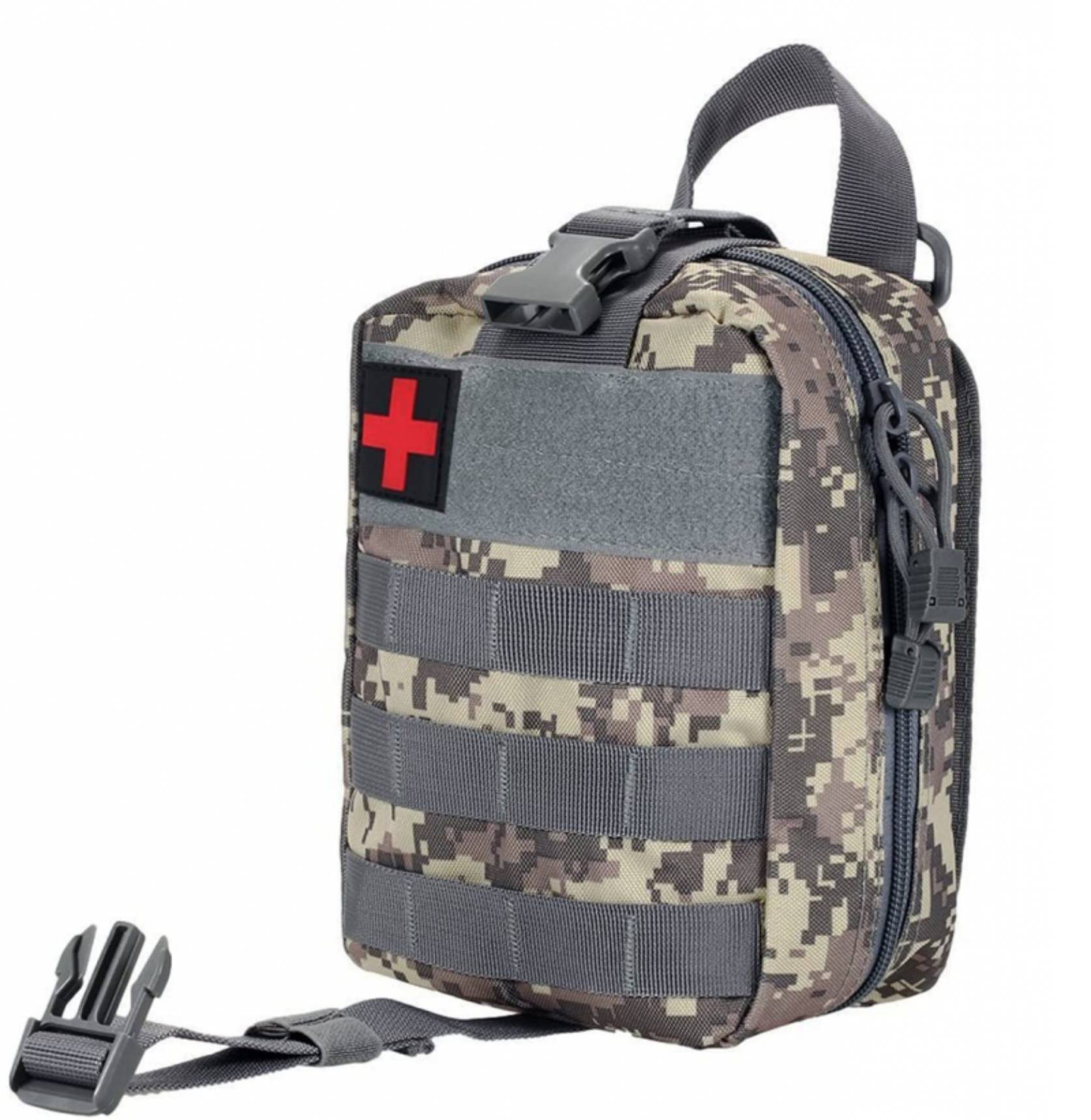 First Aid Kit taktische Tasche, DIN 13164 Erste Hilfe Notfalltasche Camouflage grau (34-teilig)-5
