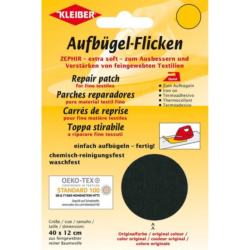 KLEIBER Zephir-Aufbügel-Flicken, 400 x 120 mm, schwarz-0