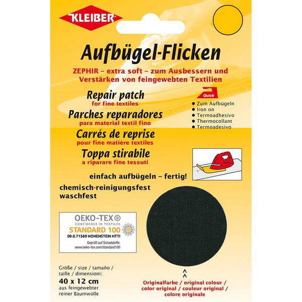 KLEIBER Zephir-Aufbügel-Flicken, 400 x 120 mm, schwarz