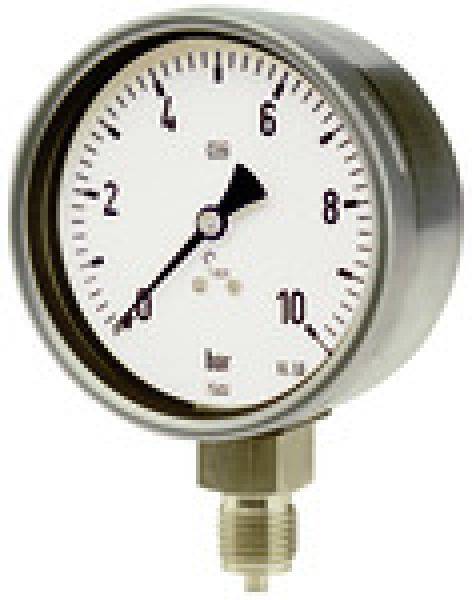 Manometer CrNi-Stahl G 1/2 radial unten -1 / +0,6 bar D. 100-0