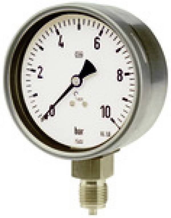 Manometer CrNi-Stahl G 1/2 radial unten -1 / +0,6 bar D. 100