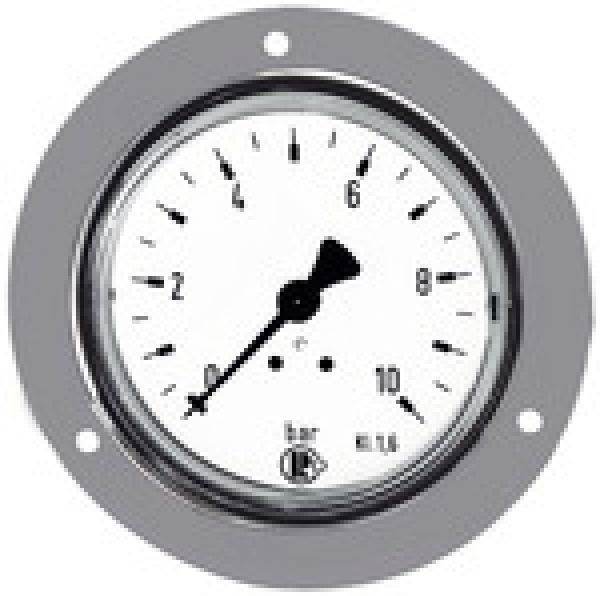 Standardmano., Frontring verchr., G 1/4 hinten, -1/0,0 bar, Ø 63-0