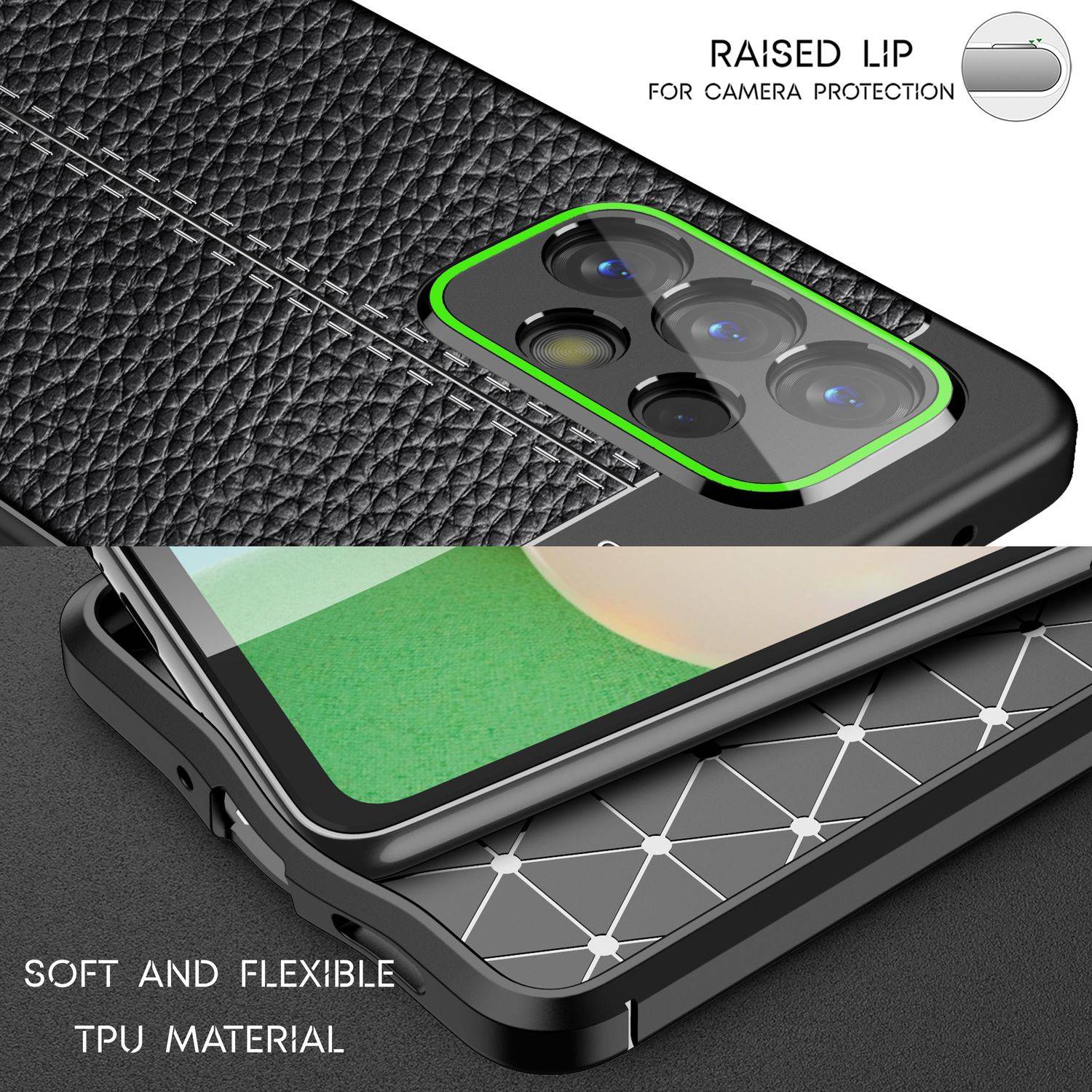 Für Samsung Galaxy A33 - Leder Look Case Anti-Fingerabdruck Silikon Handy Hülle-1