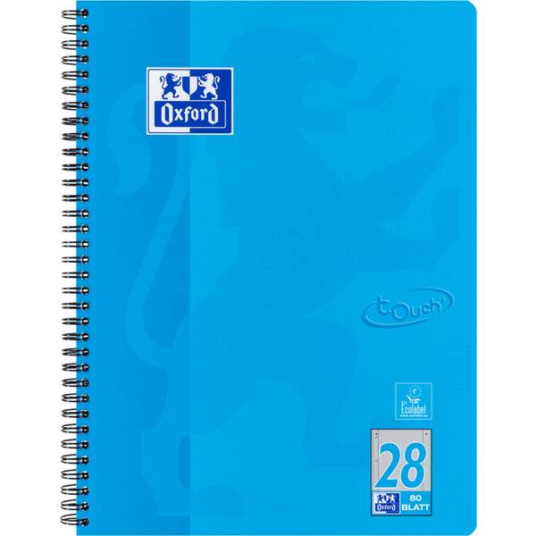 Oxford Collegeblock Touch, A4+, kariert, 80 Blatt, meerblau