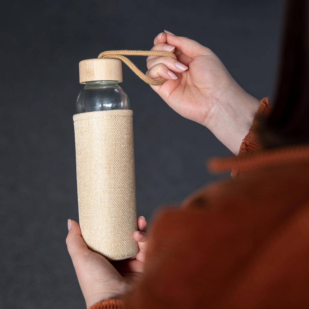 Glasflasche mit Hülle "Natural", 0,5l, transparent-3