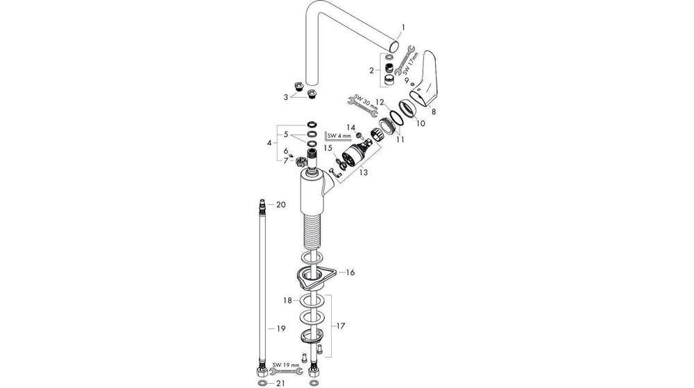 HG Einhebel-Küchenmischer 280 FOCUS DN 15, mit Schwenkauslauf chrom-2