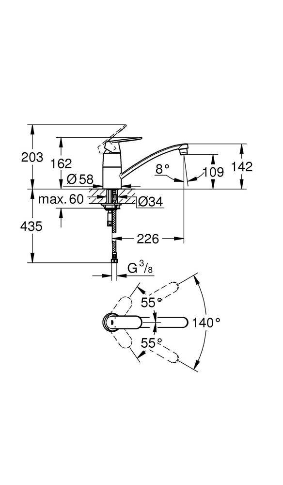 Grohe EH-Spültischbatterie EUROSMART C 1/2Zoll fla Ala chr-3