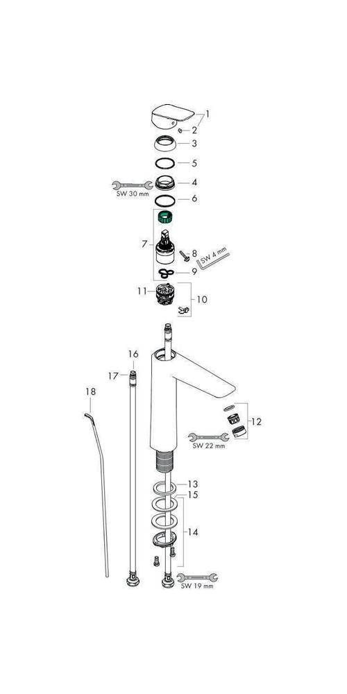 Hansgrohe Logis Einhebel-Waschtischmischer 190mm 5l/min Chrom mit Zugstangen-Garnitur-2