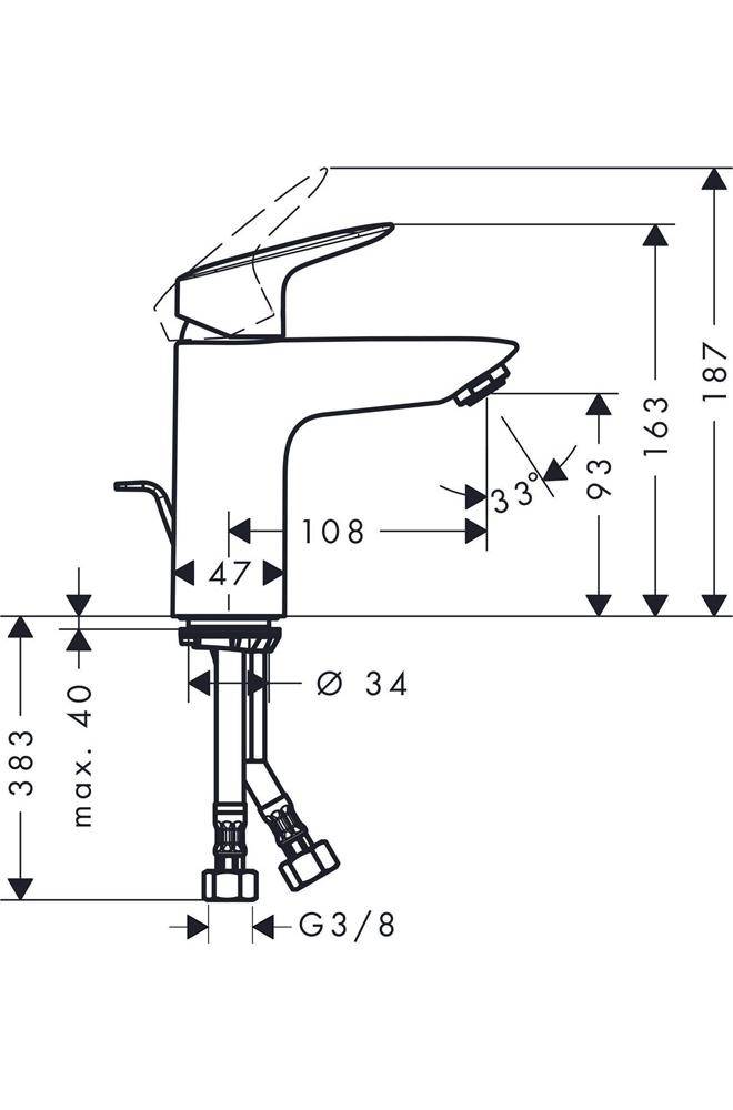 hansgrohe Logis Einhebel-Waschtischmischer 100mm 5l/min Chrom mit Metall-Zugstangen-Garnitur-1