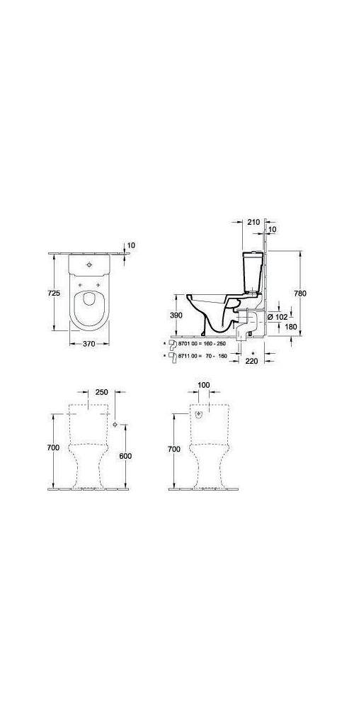 Villeroy & Boch Tiefspül-WC Kombi Hommage 370x725x390mm Oval bodenstehend Abgang waagerecht Weiß Alpin CeramicPlus-4