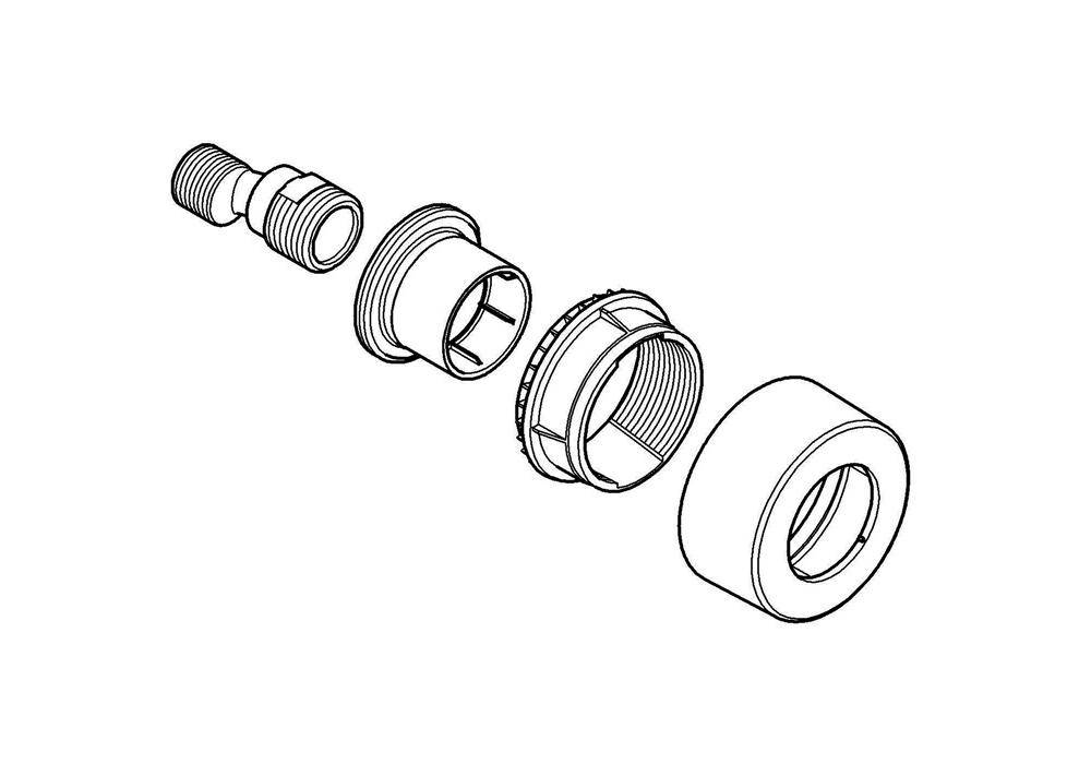 Grohe S-Anschluss, 1/2" x 3/4", Verstellbarkeit 7,5mm, Chrom, 12693000-1