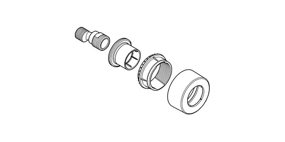 Grohe S-Anschluss, 1/2" x 3/4", Verstellbarkeit 7,5mm, Chrom, 12693000-3