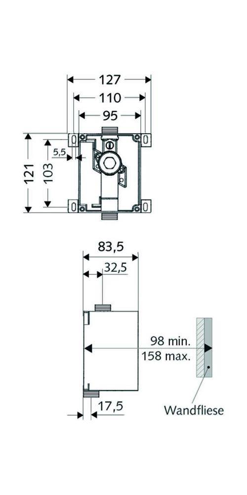 SCHELL Urinal-Wandeinbau-Spülarmatur C I Rohbauset 1/2Zoll-1