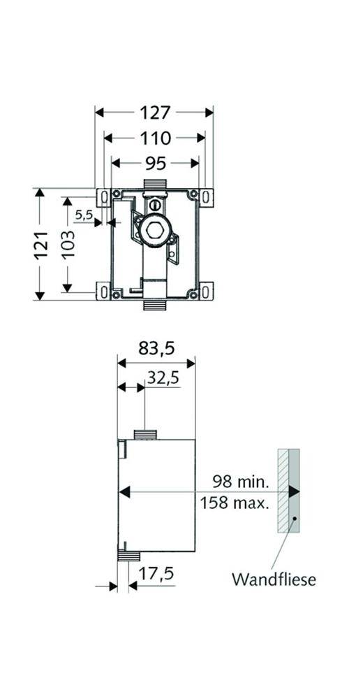 SCHELL Urinal-Wandeinbau-Spülarmatur C I Rohbauset 1/2Zoll-2