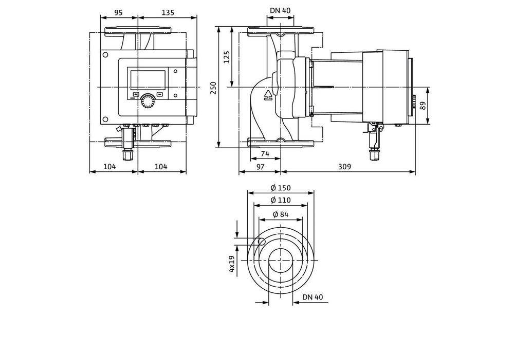 Wilo Hocheffizienzpumpe Stratos MAXO 40/0,5-12, DN 40, 250mm, PN 6/10-2