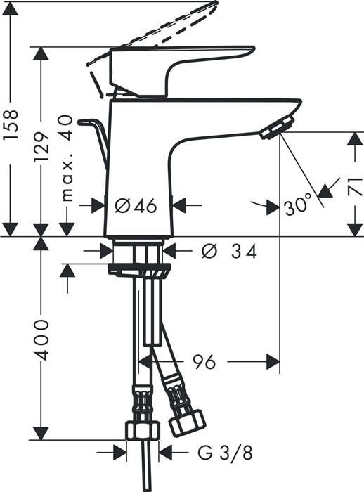 Hansgrohe Talis E Einhebel-Waschtischmischer 80mm 5l/min Chrom mit Zugstangen-Garnitur-1