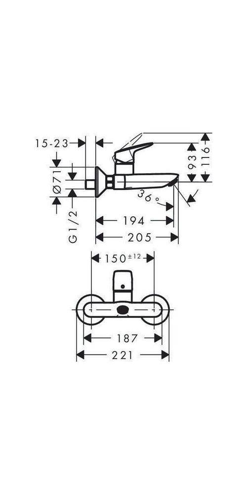hansgrohe Logis Einhebel-Waschtischmischer Aufputz 5l/min für Wandmontage, Chrom-1