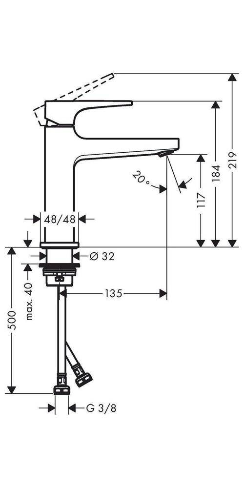 Hansgrohe Metropol Einhebel-Waschtischmischer 110mm, 5l/min, Hebelgriff, Push-Open Ablaufgarnitur, Chrom-1