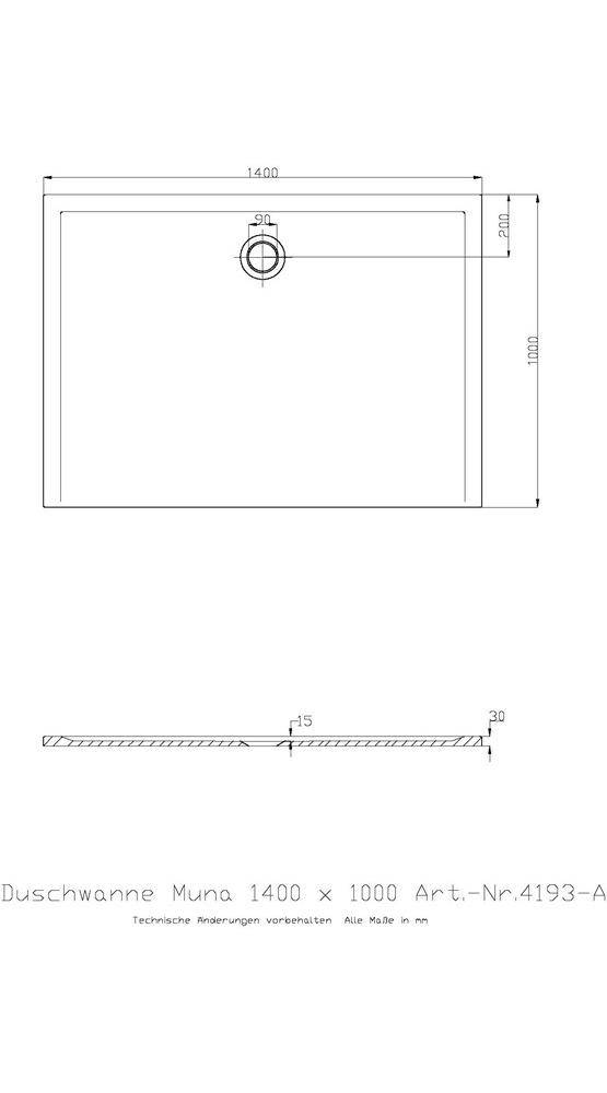 HOESCH Duschwanne MUNA 1400x1000x30mm weiß-3
