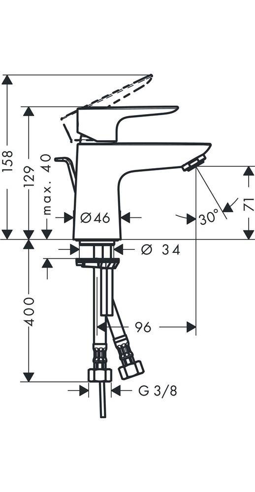 Hansgrohe Talis E Einhebel-Waschtischmischer 80mm 5l/min Chrom mit Zugstangen-Garnitur-2
