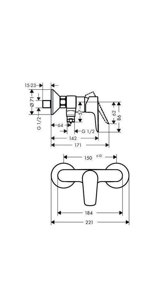 Hansgrohe Talis E Einhebel-Brausemischer Aufputz 22l/min, Chrom-1