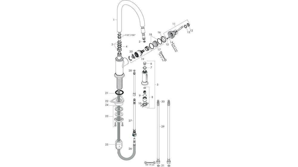 hansgrohe Einhebel-Spültischmischer AXOR MONTREUX DN 15, mit-3