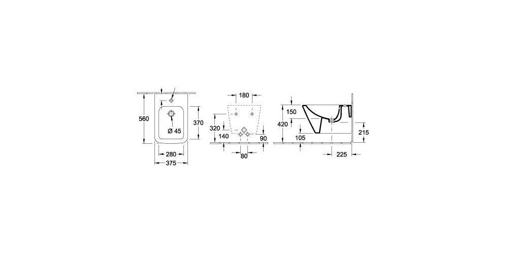 Villeroy & Boch V&B Wand-Bidet FINION 375x560mm, mit ÜL stone white C+-2