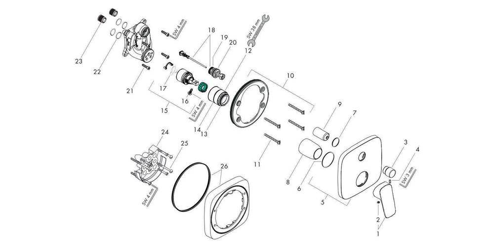 hansgrohe Logis Einhebel-Wannenmischer Unterputz 29l/min für iBox universal, Chrom-1