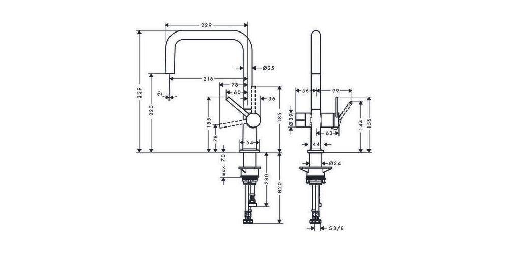 HG Spültischmischer U 220 Talis M54 Geräteabsperrv.1j edelstahl-optik-1