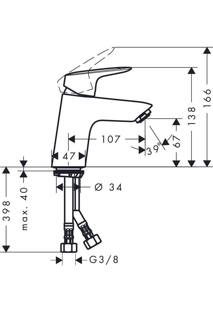 hansgrohe Logis Einhebel-Waschtischmischer 70mm 5l/min Chrom ohne Garnitur-2