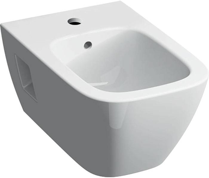GE Renova Plan Wandbidet teilgeschlossene Form mit Überlauf, weiß-0