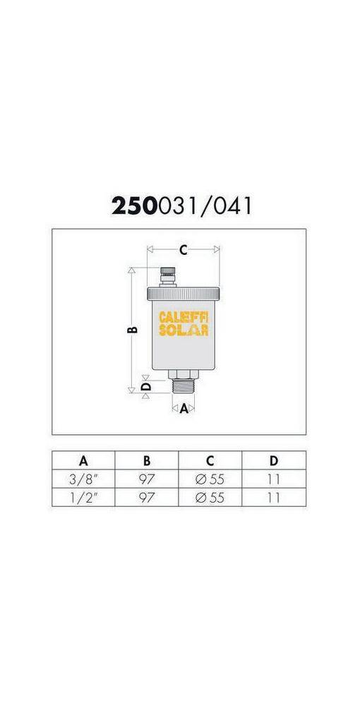 CALEFFI 250131 Automatischer Schnellentlüfter Solar 250 3/8Zoll mit Kugelhahnabs-3