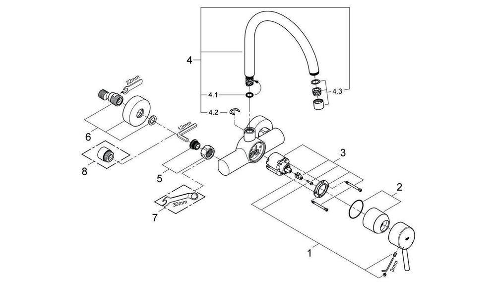 GROHE EH-SPT-Batterie Concetto 32667_1 Wandmontage chrom-1
