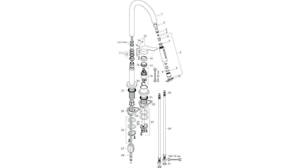 2-L Einhebel-Spültischmischer AXOR CITTE DN 15 m Ausziehbrause Stain steel optic-2