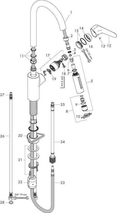 HG Einhebel-Spültischmischer FOCUS 240 mit Ausziehbrause mattschwarz-1